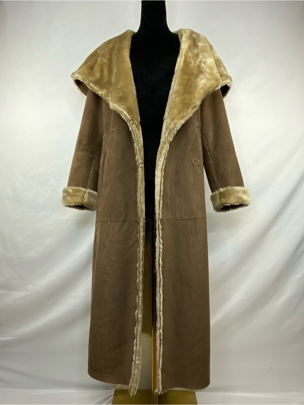 Vintage Y2K Christopher & Banks Penny Lane Faux Suede Fur Lined Full Length Coat